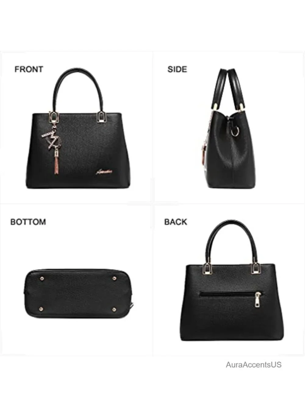 PU Leather Satchel Tote Bag Women Top Handle Shoulder Crossbody